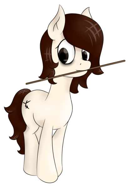 Size: 2344x3361 | Tagged: safe, artist:other lemon, derpibooru import, oc, oc:lilie, earth pony, pony, away, bags under eyes, female, holding, looking, standing, stick