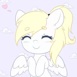 Size: 1937x1934 | Tagged: safe, artist:fluffymaiden, derpibooru import, oc, oc:luftkrieg, pegasus, pony, aryan, aryan pony, blonde, close-up, cloud, cute, eyebrows, eyes closed, female, filly, heart, luftkriebetes, nazipone, smiling, visible, wings