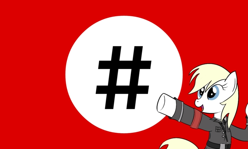 Size: 1280x768 | Tagged: safe, artist:anonymous, derpibooru import, edit, oc, oc:aryanne, pony, /mlpol/, /pol/, aryan, aryan pony, blonde, clothes, fashtag, flag, happy, hashtag, heil, meme, nazi, nazipone, uniform