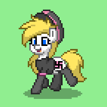 Size: 212x212 | Tagged: safe, derpibooru import, oc, oc:aryanne, earth pony, pony, pony town, armband, art, aryan, aryan pony, blonde, boots, clothes, cute, game, hat, nazi, nazipone, pixel art, shirt, shoes, smiling, swastika, walking