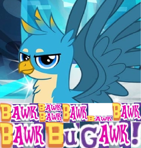 Size: 696x727 | Tagged: artist:horsesplease, behaving like a rooster, caption, clucking, derpibooru import, expand dong, exploitable meme, gallus, gallus the rooster, gameloft, image macro, meme, safe, text