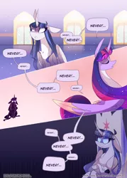 Size: 3500x4900 | Tagged: safe, artist:iheyyasyfox, derpibooru import, twilight sparkle, twilight sparkle (alicorn), oc, oc:stella alba nyx, alicorn, pony, comic:first day of school, female, mare, offspring, parent:flash sentry, parent:twilight sparkle, parents:flashlight