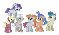 Size: 2580x1552 | Tagged: safe, artist:spectrumnightyt, derpibooru import, oc, unofficial characters only, earth pony, pegasus, pony, unicorn, base used, female, magical lesbian spawn, male, mare, offspring, parent:flim, parent:maud pie, parent:rolling thunder, parent:snips, parent:toola roola, parents:flimaud, parents:rollingflim, parents:rollingmaud, parents:toolasnips, simple background, stallion, transparent background