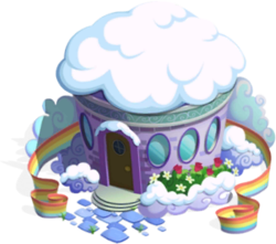 Size: 250x221 | Tagged: derpibooru import, flower, gameloft, no pony, rainbow fence, safe, shed, simple background, snow, transparent background