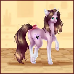 Size: 4153x4153 | Tagged: safe, artist:second-can, derpibooru import, oc, oc:cindy, unofficial characters only, pony, unicorn, bow, butt, female, mare, plot, solo, tail bow