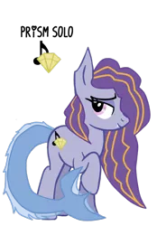 Size: 604x866 | Tagged: safe, artist:missvintagelps, derpibooru import, oc, oc:prism solo, unofficial characters only, half-siren, hybrid, pony, eyeshadow, fangs, female, interspecies offspring, magical lesbian spawn, makeup, mare, offspring, parent:adagio dazzle, parent:coloratura, parents:adatura, raised hoof, simple background, solo, transparent background