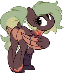 Size: 837x955 | Tagged: safe, artist:kellythedrawinguni, derpibooru import, oc, oc:terracotta, unofficial characters only, hippogriff, pony, butt, chest feathers, cute, dock, female, heart butt, heart eyes, hippogriff oc, looking at you, looking back, looking back at you, mare, markings, plot, raised tail, simple background, solo, tail, talons, transparent background, wing markings, wingding eyes, wings