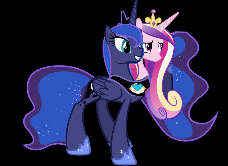 Size: 7417x5407 | Tagged: safe, artist:theunknowenone1, derpibooru import, princess cadance, princess luna, alicorn, pony, fusion, multiple heads, two heads, we have become one