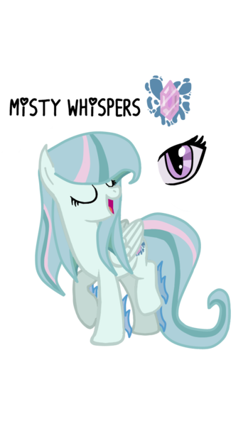 Size: 664x1140 | Tagged: safe, artist:missvintagelps, derpibooru import, oc, oc:misty whispers, unofficial characters only, half-siren, hybrid, pegasus, pony, eyes closed, female, interspecies offspring, magical lesbian spawn, mare, offspring, open mouth, parent:fluttershy, parent:sonata dusk, parents:sonashy, raised hoof, raised leg, simple background, solo, transparent background