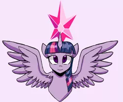 Size: 1800x1500 | Tagged: safe, artist:ponime11, derpibooru import, part of a set, twilight sparkle, twilight sparkle (alicorn), alicorn, pony, bust, cute, cutie mark, female, mare, portrait, purple background, simple background, solo, spread wings, twiabetes, twilight's cutie mark, wings