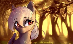Size: 1024x615 | Tagged: safe, artist:aoiyui, derpibooru import, oc, oc:dusty fang, unofficial characters only, bat pony, pony, bat pony oc, bat wings, dappled sunlight, forest, solo, tree, wings