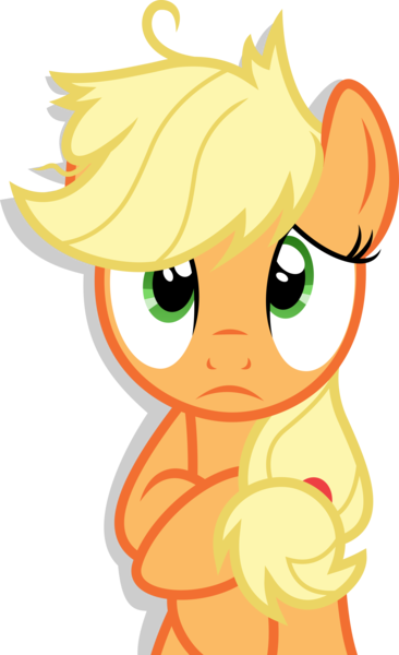 Size: 5525x9057 | Tagged: safe, artist:twilirity, derpibooru import, applejack, pony, apple family reunion, absurd resolution, female, freckles, hatless, mare, messy mane, missing accessory, sad, simple background, solo, transparent background, vector