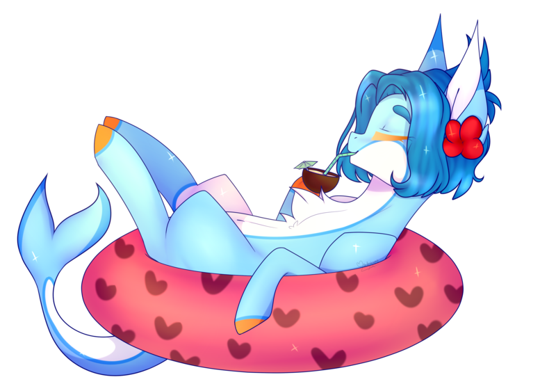 Size: 2900x2000 | Tagged: artist:honeybbear, derpibooru import, female, inner tube, mare, oc, original species, safe, shark, shark pony, simple background, solo, transparent background