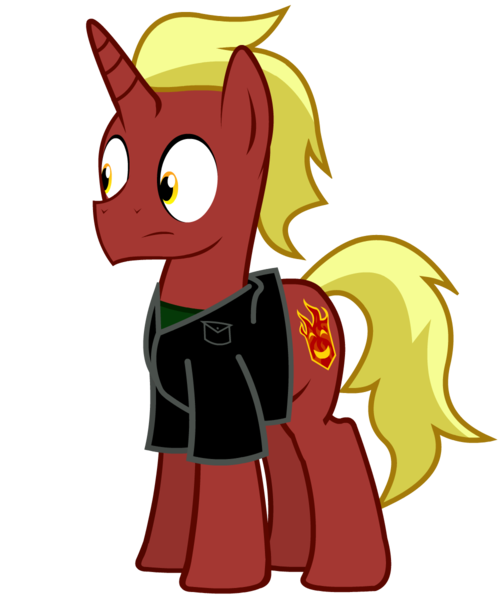 Size: 1000x1200 | Tagged: artist needed, safe, derpibooru import, oc, oc:firebrand, unofficial characters only, pony, unicorn, clothes, jacket, josh scorcher, male, solo, stallion, vector