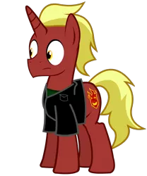 Size: 1000x1200 | Tagged: artist needed, safe, derpibooru import, oc, oc:firebrand, unofficial characters only, pony, unicorn, clothes, jacket, josh scorcher, male, solo, stallion, vector