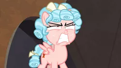 Size: 3840x2160 | Tagged: safe, derpibooru import, screencap, cozy glow, pegasus, pony, frenemies (episode), angry, bow, cozy glow is best facemaker, cozy glow is not amused, crazy face, evil lair, faic, female, filly, foal, grogar's lair, hair bow, lair, open mouth, tail bow
