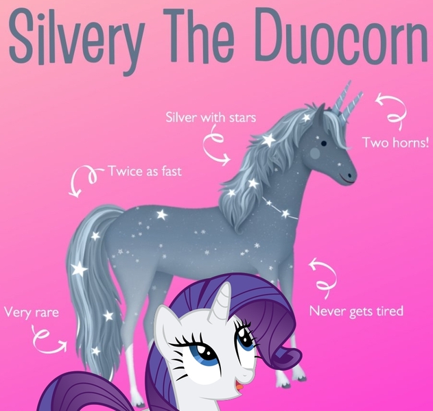 Size: 902x858 | Tagged: safe, derpibooru import, rarity, pony, unicorn, crossover, duocorn, pinkalicous, silvery