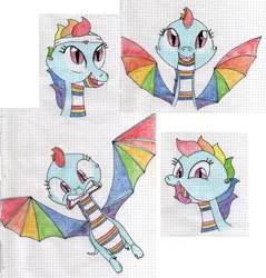 Size: 4218x4415 | Tagged: alternate universe, artist:insert-artistic-nick, collage, derpibooru import, dragon, dragonified, gimp, graph paper, rainbow dash, rainbow dragon, safe, solo, species swap, traditional art