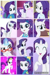 Size: 720x1080 | Tagged: safe, artist:noreencreatesstuff, derpibooru import, edit, screencap, rarity, pony, unicorn, equestria girls, art trade, collage, solo