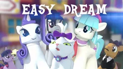 Size: 1280x720 | Tagged: safe, artist:alstiff, derpibooru import, coco pommel, derpy hooves, opalescence, twilight sparkle, earth pony, pegasus, pony, unicorn, 3d, lego, style emulation, text, youtube link