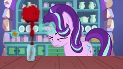 Size: 1280x720 | Tagged: safe, derpibooru import, screencap, starlight glimmer, pony, unicorn, all bottled up, anger magic, angry, bottle, bottled rage, eyes closed, female, jar, kitchen, magic, magic aura, mare, solo, telekinesis