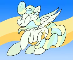 Size: 1303x1080 | Tagged: safe, artist:notadeliciouspotato, derpibooru import, vapor trail, pegasus, pony, abstract background, cute, female, looking at you, mare, one eye closed, solo, spread wings, vaporbetes, wings, wink