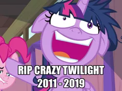 Size: 852x636 | Tagged: alicorn, a trivial pursuit, between dark and dawn, caption, crazy face, cropped, derpibooru import, duo, edit, edited screencap, faic, floppy ears, image macro, lesson zero, messy mane, pinkie pie, safe, screencap, solo focus, text, the summer sun setback, twilighting, twilight snapple, twilight sparkle, twilight sparkle (alicorn)