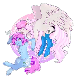 Size: 4611x4722 | Tagged: safe, artist:2pandita, artist:lifeage, derpibooru import, oc, oc:pandita, unofficial characters only, earth pony, pegasus, pony, clothes, female, holding a pony, mare, socks