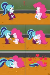 Size: 2145x3253 | Tagged: safe, artist:hefess, derpibooru import, pinkie pie, sonata dusk, human, equestria girls, bedroom eyes, blushing, breasts, bubble, busty pinkie pie, busty sonata dusk, camp everfree outfits, caramel (food), comic, commission, exclamation point, eyes closed, female, females only, fetish, floating heart, grin, grope, heart, high res, holding hands, horny, image, imminent death, implied asphyxiation, implied drowning, kissing, lesbian, licking, licking fingers, looking at each other, making out, masturbation, pinata (ship), png, quicksand, self grope, shipping, sinking, smiling, surprised, tongue out, vat, willing