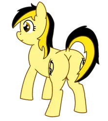 Size: 1066x1200 | Tagged: safe, artist:anonymous, derpibooru import, oc, oc:leslie fair, earth pony, pony, /mlpol/, butt, dock, drawthread, female, looking, plot, raised, rear view, standing, tail, the ass was fat, view