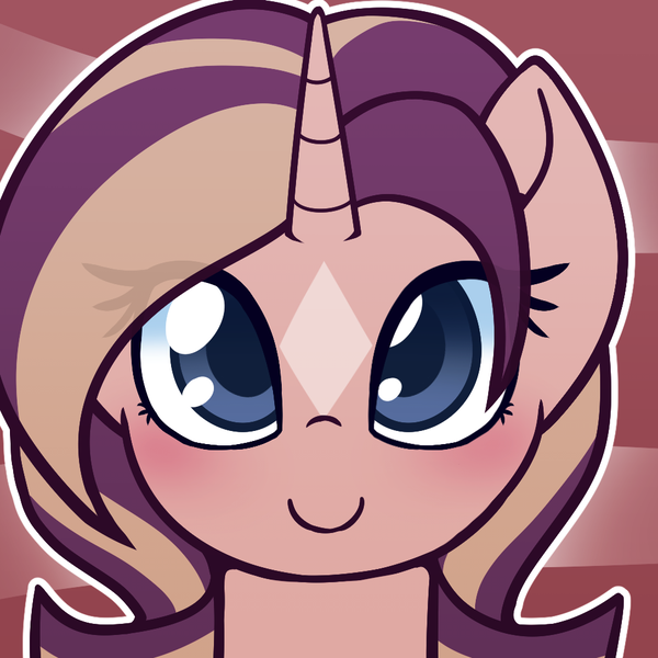 Size: 1000x1000 | Tagged: safe, artist:puetsua, derpibooru import, oc, oc:shimmering spectacle, unofficial characters only, alicorn, pony, alicorn oc, avatar, beautiful, cute, female, happy, horn, looking at you, magical lesbian spawn, magical threesome spawn, mare, ocbetes, offspring, smiling, solo, star (coat marking), wings