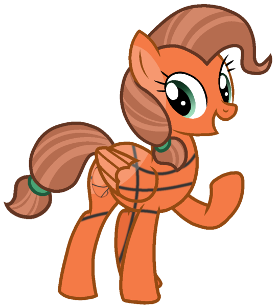 Size: 961x1060 | Tagged: safe, artist:rainbow eevee, derpibooru import, ponified, ball pony, object pony, original species, pegasus, pony, ball, basketball, basketball (bfb), battle for bfdi, battle for dream island, bfb, bfdi, female, mare, ponytail, simple background, solo, sports, transparent background