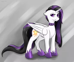 Size: 2589x2160 | Tagged: safe, artist:renarde-louve, derpibooru import, princess celestia, alicorn, pony, between dark and dawn, alternate hairstyle, collar, female, goth, high res, mare, punklestia, solo, spiked collar