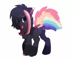 Size: 1600x1294 | Tagged: safe, artist:little-sketches, derpibooru import, oc, oc:ayaka, ponified, pegasus, pony, alternate design, bird tail, blushing, butt, butt fluff, chest fluff, female, floppy ears, fluffy, looking at you, mare, plot, simple background, smiling