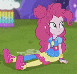 Size: 315x302 | Tagged: safe, derpibooru import, edit, edited screencap, screencap, pinkie pie, accountibilibuddies, equestria girls, equestria girls series, spoiler:choose your own ending (season 2), spoiler:eqg series (season 2), accountibilibuddies: pinkie pie, animated, clothes, cropped, geode of sugar bombs, gif, looped, magical geodes, shoes, sitting, sneakers, solo, wiggle