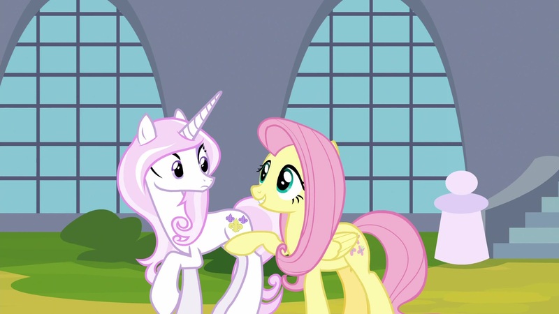 Size: 1920x1080 | Tagged: safe, derpibooru import, screencap, fleur-de-lis, fluttershy, pony, between dark and dawn