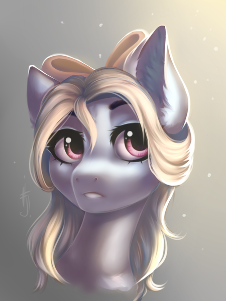 Size: 1200x1600 | Tagged: safe, artist:falafeljake, derpibooru import, oc, unofficial characters only, earth pony, pony, bow, bust, female, hair bow, mare, portrait, solo