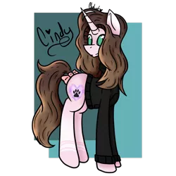 Size: 1024x1024 | Tagged: safe, artist:cheluat, derpibooru import, oc, oc:cindy, pony, unicorn, bow, clothes, female, mare, solo, sweater, tail bow