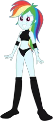 Size: 675x1550 | Tagged: safe, artist:invisibleink, artist:marcusvanngriffin, deleted from derpibooru, derpibooru import, editor:marcuvan0, rainbow dash, equestria girls, belly button, boots, clothes, elbow pads, female, knee pads, midriff, shoes, simple background, solo, sports, sports bra, sports panties, transparent background, vector, wrestler, wrestling