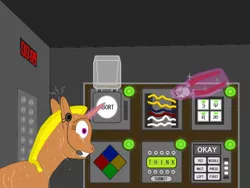Size: 800x600 | Tagged: safe, derpibooru import, pony, unicorn, atg 2019, glowing horn, headset, horn, keep talking and nobody explodes, magic, newbie artist training grounds, telekinesis, time bomb, wires