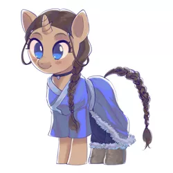 Size: 2048x2048 | Tagged: safe, artist:didi, derpibooru import, ponified, pony, avatar the last airbender, blue eyes, braid, choker, katara, simple background, solo, the last airbender, white background