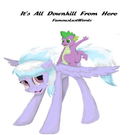 Size: 519x540 | Tagged: artist needed, safe, derpibooru import, cloudchaser, spike, dragon, pegasus, pony, fanfic:it's all going downhill from here, cute, cutechaser, daaaaaaaaaaaw, dragons riding ponies, fanfic art, female, looking at each other, male, mare, riding, shipping, spikechaser, spikelove, straight