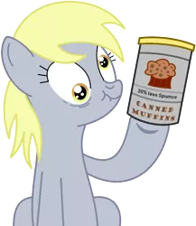 Size: 780x899 | Tagged: safe, artist:xxtheemispriterxx, derpibooru import, derpy hooves, pegasus, pony, can, canned food, canned muffins, cans without labels, derp, simple background, transparent background