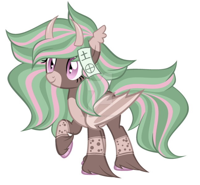 Size: 1279x1186 | Tagged: safe, artist:magicdarkart, derpibooru import, oc, bat pony, pony, deviantart watermark, female, mare, obtrusive watermark, paper, simple background, solo, transparent background, watermark