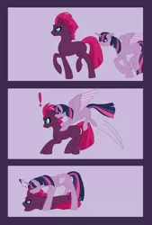 Size: 1024x1518 | Tagged: safe, artist:dawn-inspiration, derpibooru import, tempest shadow, twilight sparkle, twilight sparkle (alicorn), alicorn, pony, unicorn, biting, comic, duo, duo female, ear bite, female, lesbian, pounce, scrunchy face, shipping, tempestlight