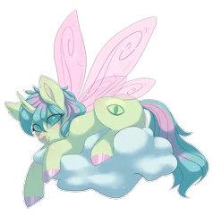 Size: 1179x1238 | Tagged: safe, artist:shady-bush, derpibooru import, oc, oc:iris, changepony, hybrid, pony, cloud, female, interspecies offspring, offspring, parent:ocellus, parent:sandbar, parents:ocelbar, simple background, solo, transparent background