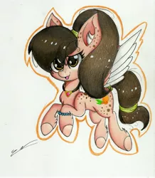 Size: 4647x5321 | Tagged: safe, artist:luxiwind, derpibooru import, oc, oc:mirabelle, pegasus, pony, absurd resolution, female, mare, solo, traditional art, two toned wings, wings