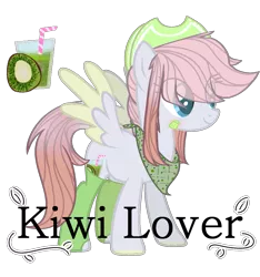 Size: 865x923 | Tagged: safe, artist:bublebee123, derpibooru import, oc, oc:breezy kiwi, unofficial characters only, pegasus, pony, bandaid, bandana, clothes, cowboy hat, female, food, fruit, hat, kiwi fruit, mare, simple background, socks, solo, transparent background, two toned wings, wings