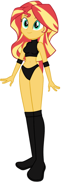 Size: 521x1556 | Tagged: safe, artist:invisibleink, artist:marcusvanngriffin, deleted from derpibooru, derpibooru import, editor:marcuvan0, sunset shimmer, equestria girls, belly button, boots, clothes, elbow pads, female, knee pads, midriff, pose, shoes, simple background, solo, sports, sports bra, sports panties, transparent background, vector, wrestler, wrestling