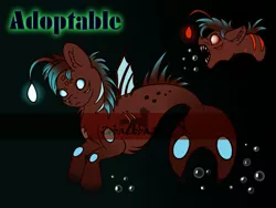 Size: 800x600 | Tagged: safe, artist:zobaloba, derpibooru import, oc, angler fish, fish, pony, adoptable, advertisement, auction, blind, carnivore, evil, fins, lantern, solo, underwater, water